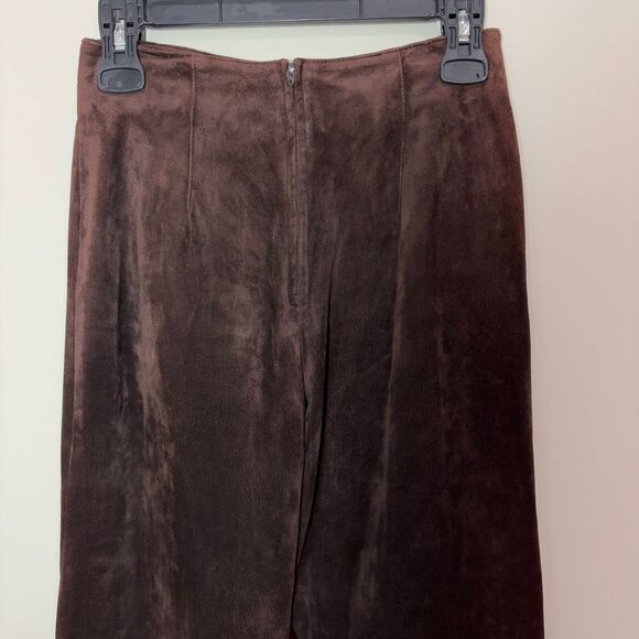 VTG Ann Taylor Chocolate Brown Suede Leather High Rise Pants Womens 2 Old Money - Picture 5 of 12